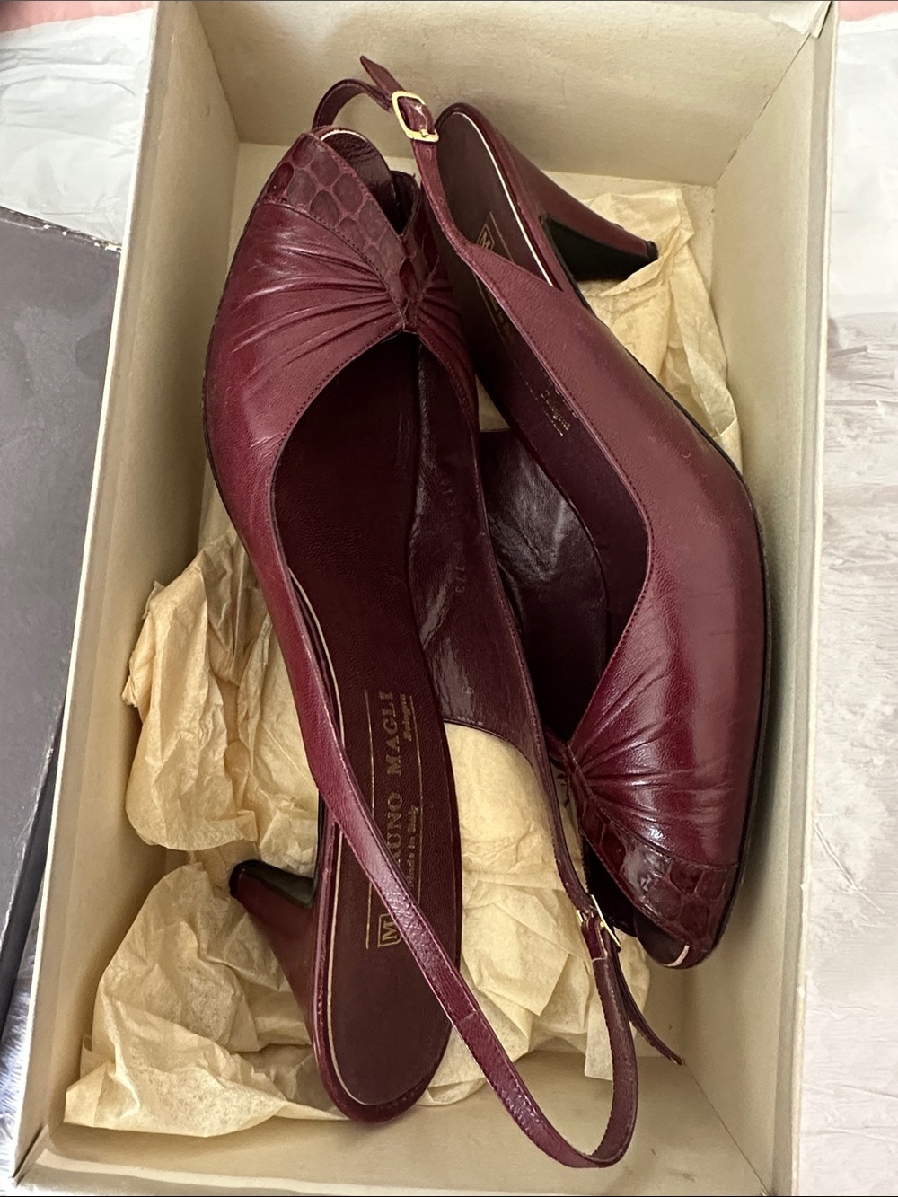 Vintage Bruno Magli Burgundy Women's Slingback Heels - Elegant Evening Pump 9AA
